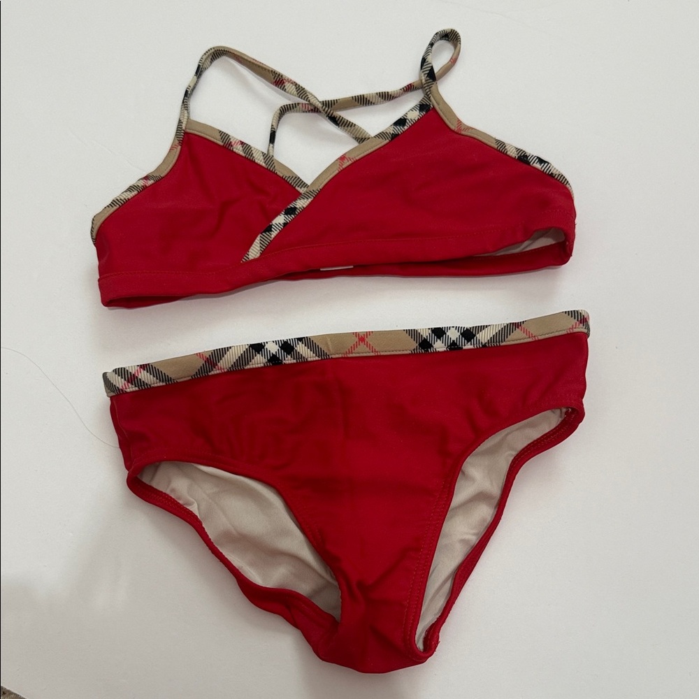 Burberry Red and Plaid Bikini Set(100% authentic)